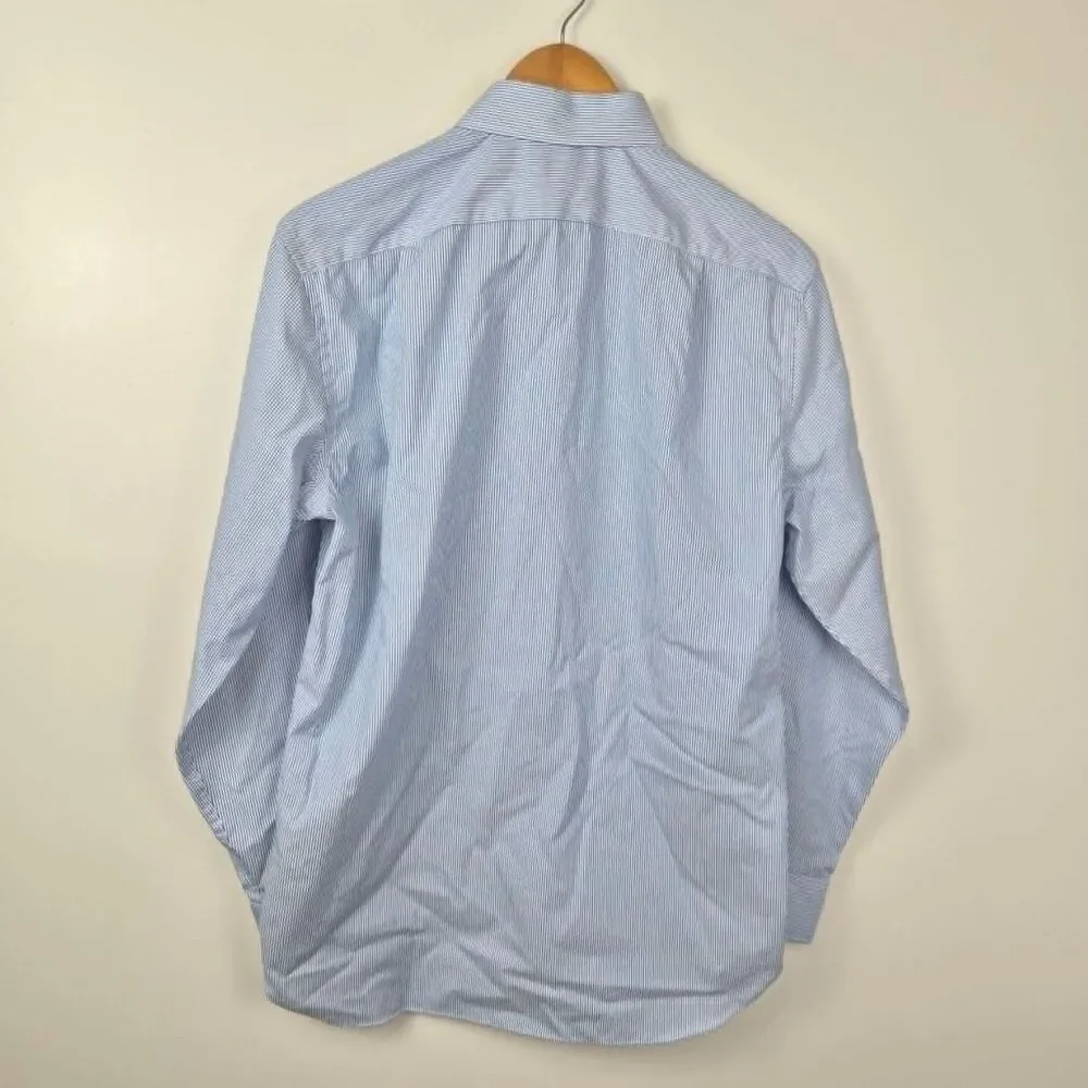 J.Crew Ludlow Slim Fit Dress Shirt 15.5 33 Blue White Stripe Cotton Preppy